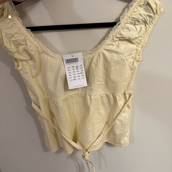 Brandy Melville Cream Lace Trim Blouse - Picture 2 of 3